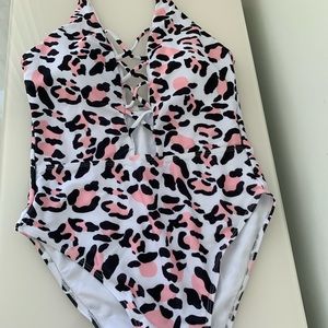 Leopard print 1 piece swimsuit